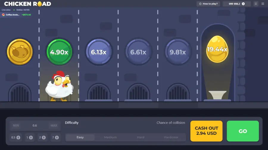 Chicken Road 1 — banner principal en VOdds Casino